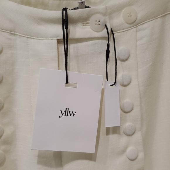 NWT Fabio Linen Mid-rise Snap Wide-leg Trousers By Yellow The Label Size XS - Picture 7 of 12